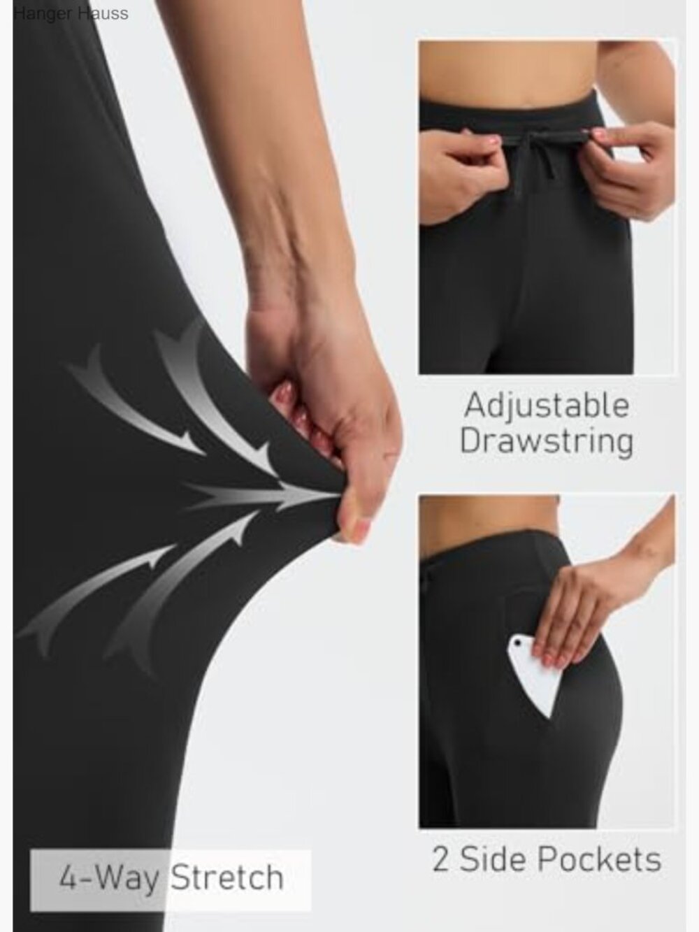 Fleece Lined Wide Leg Sweatpants Petite Thermal Yoga Pants with Pockets - Picture 4 of 7